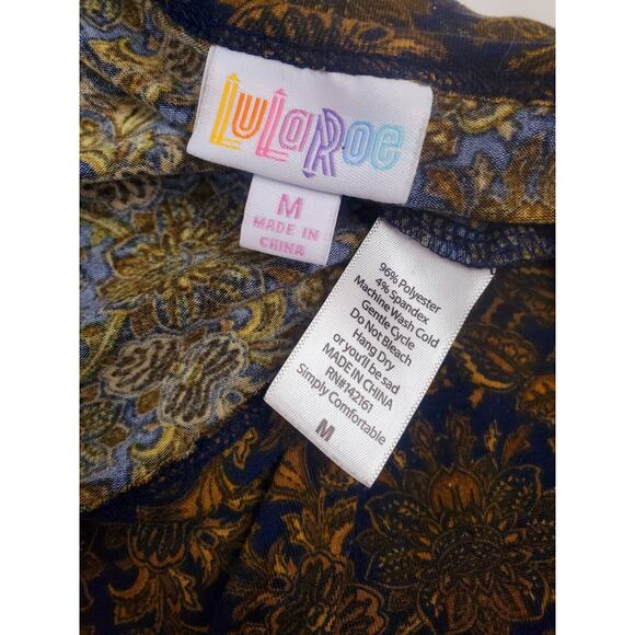 LulaRoe M Irma Top Gold Scroll Shirt Relaxed Hi Low Tunic Geometric Print Womens - Picture 10 of 10